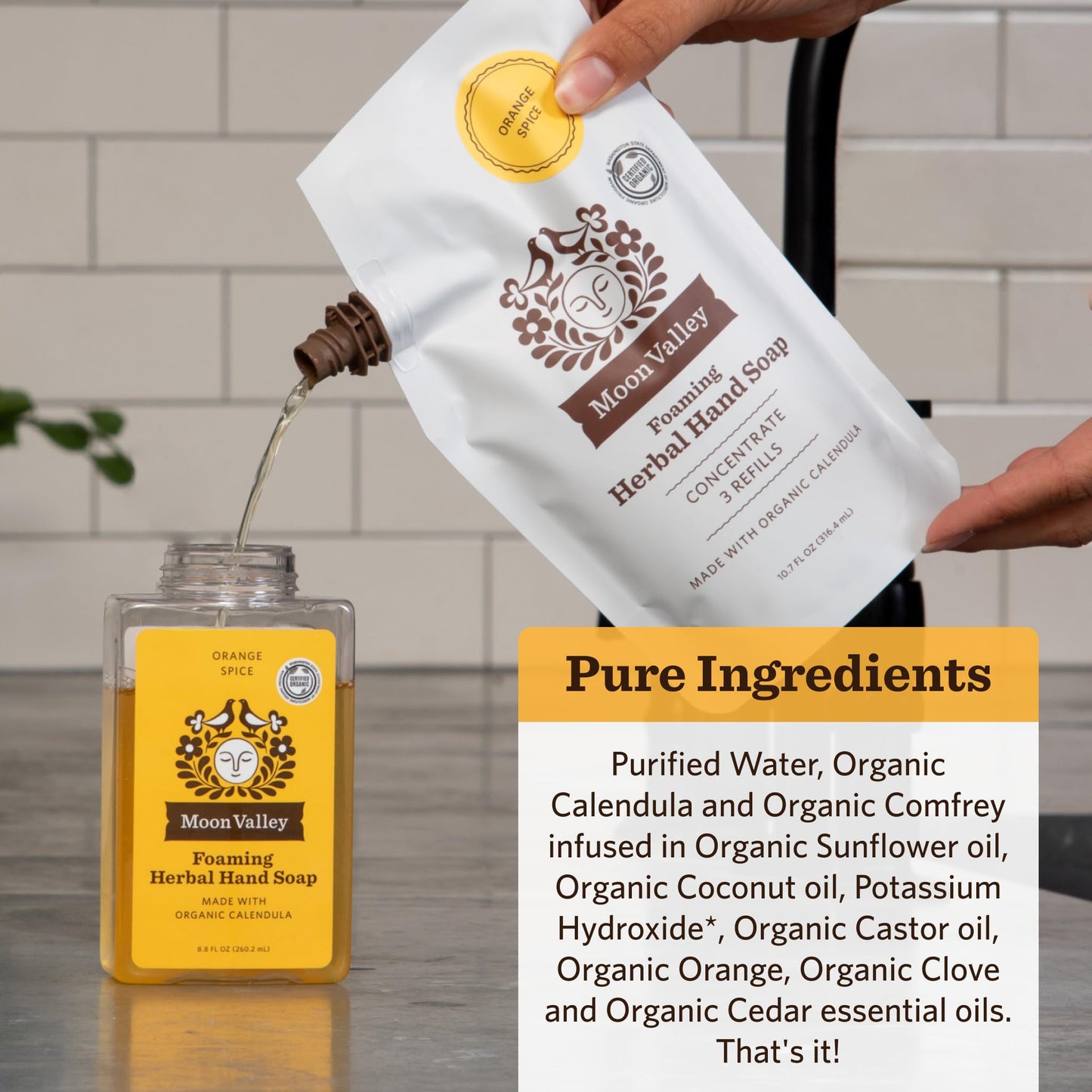 Moon Valley Foaming Hand Soap Refill Pouch, Two-Pack Orange Spice Soap, Vegan and Non-GMO, Environmentally Friendly Option Beauty & Personal Care Moon Valley Organics