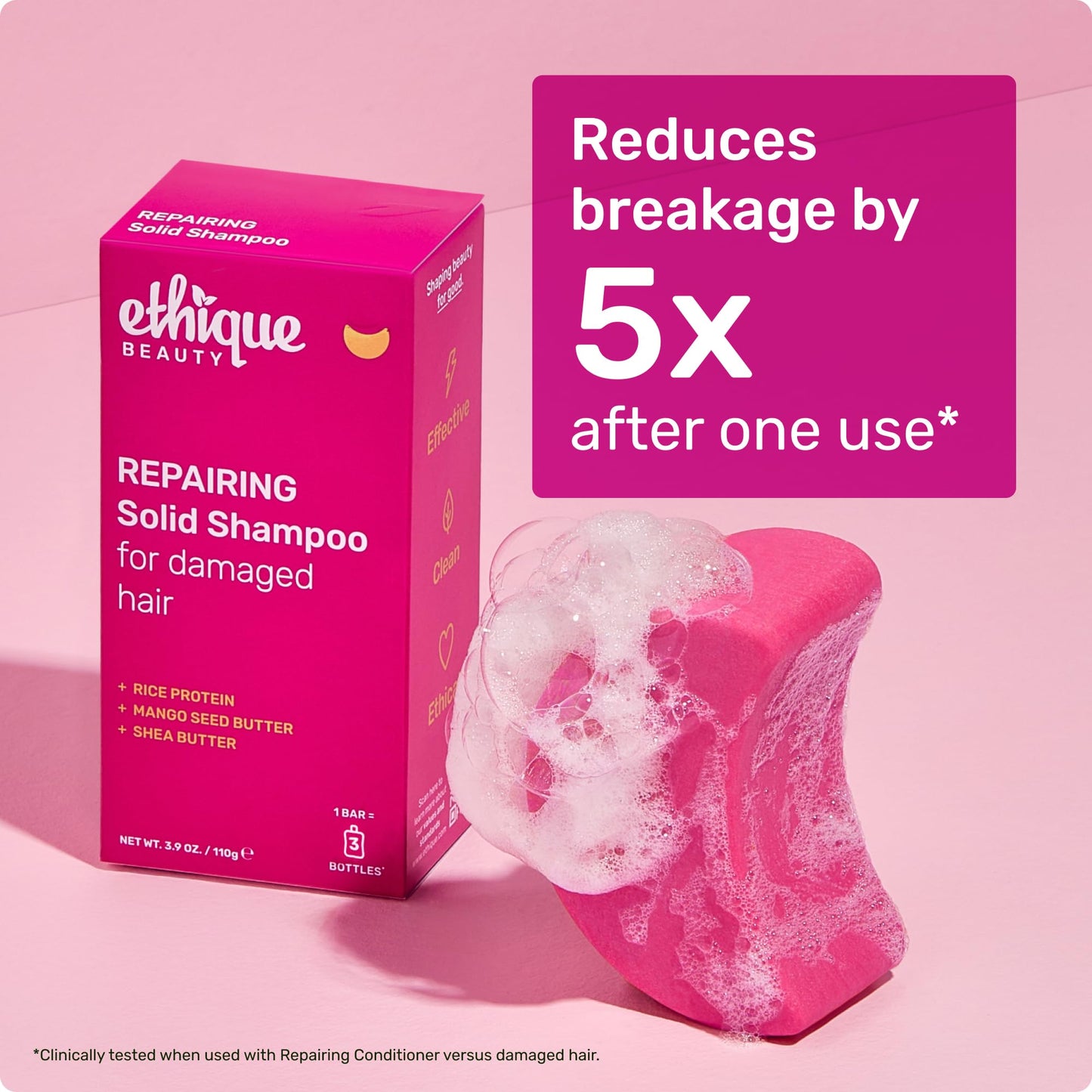 Ethique Beauty Rice Protein Repairing Shampoo & Conditioner Bar Set for Damaged Hair - Plastic-Free, Vegan, Cruelty-Free - 2 Pack Beauty & Personal Care Ethique