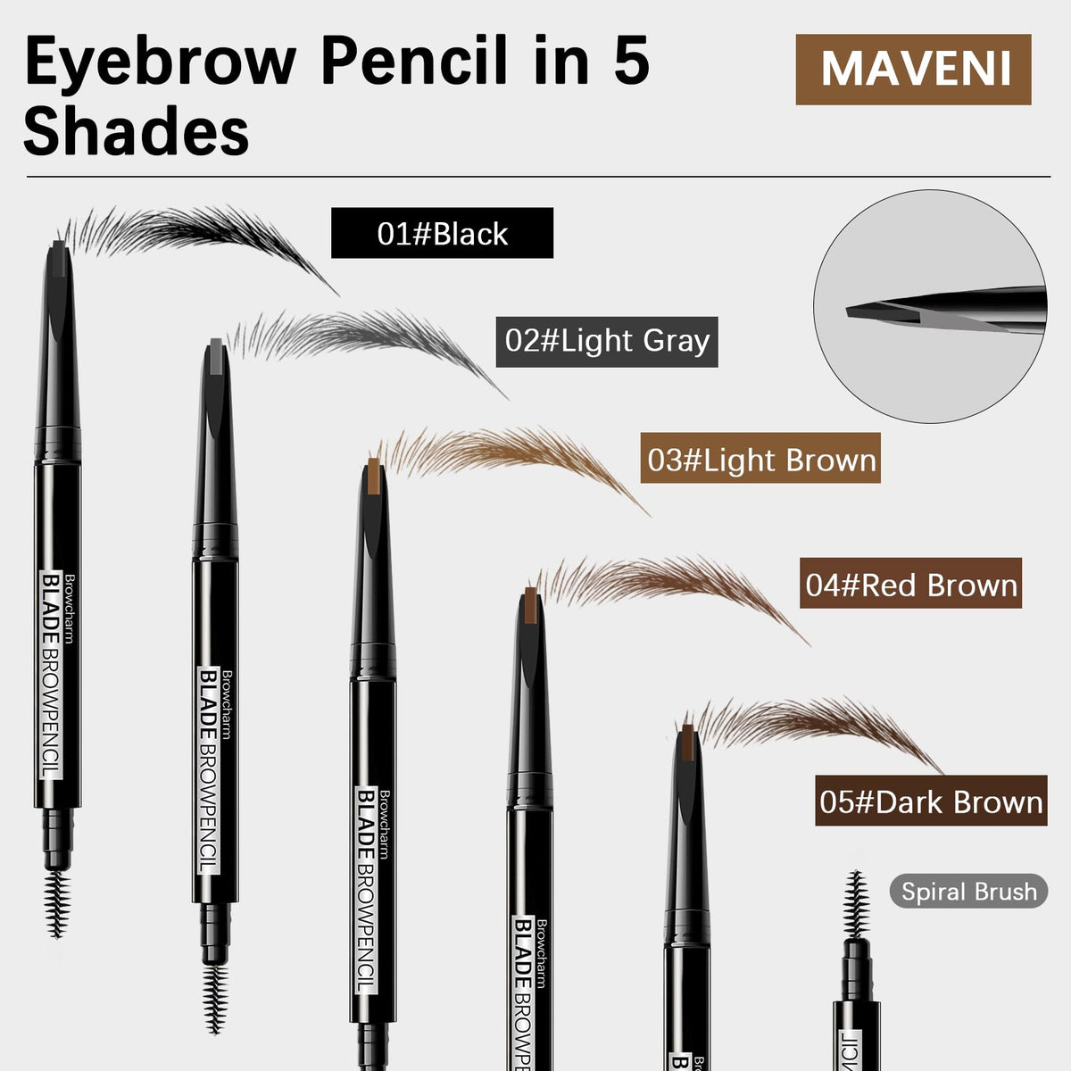 MAVENI Browcharm Microblading Eyebrow Pencil for Women,0.1mm Ultra-Fine Mechanical Pencil,Makeup Brow Definer Waterproof,Draws Tiny Brow Hairs… Beauty & Personal Care MAVENI