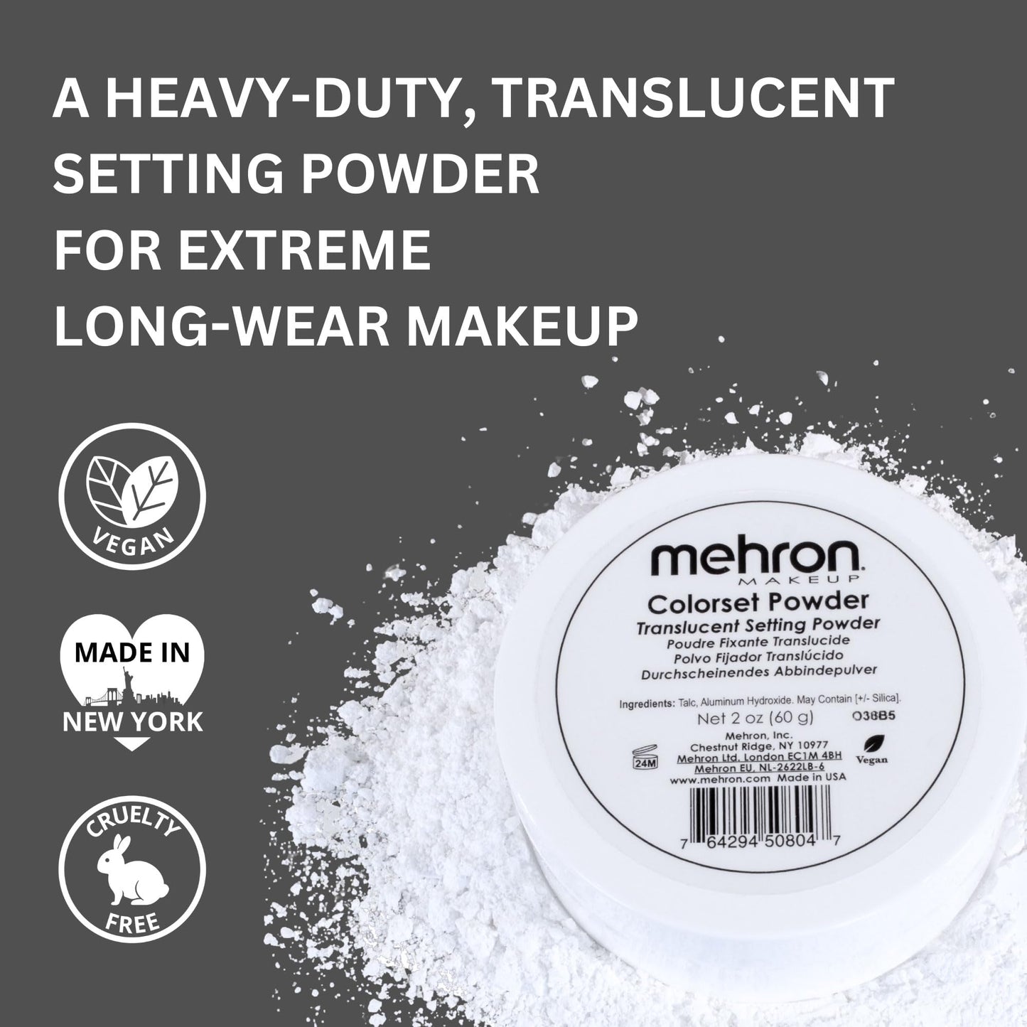 Mehron Makeup Colorset Powder | Translucent Setting Powder | Special Effects, Halloween, & Film 2 oz (60 g) Beauty & Personal Care Mehron