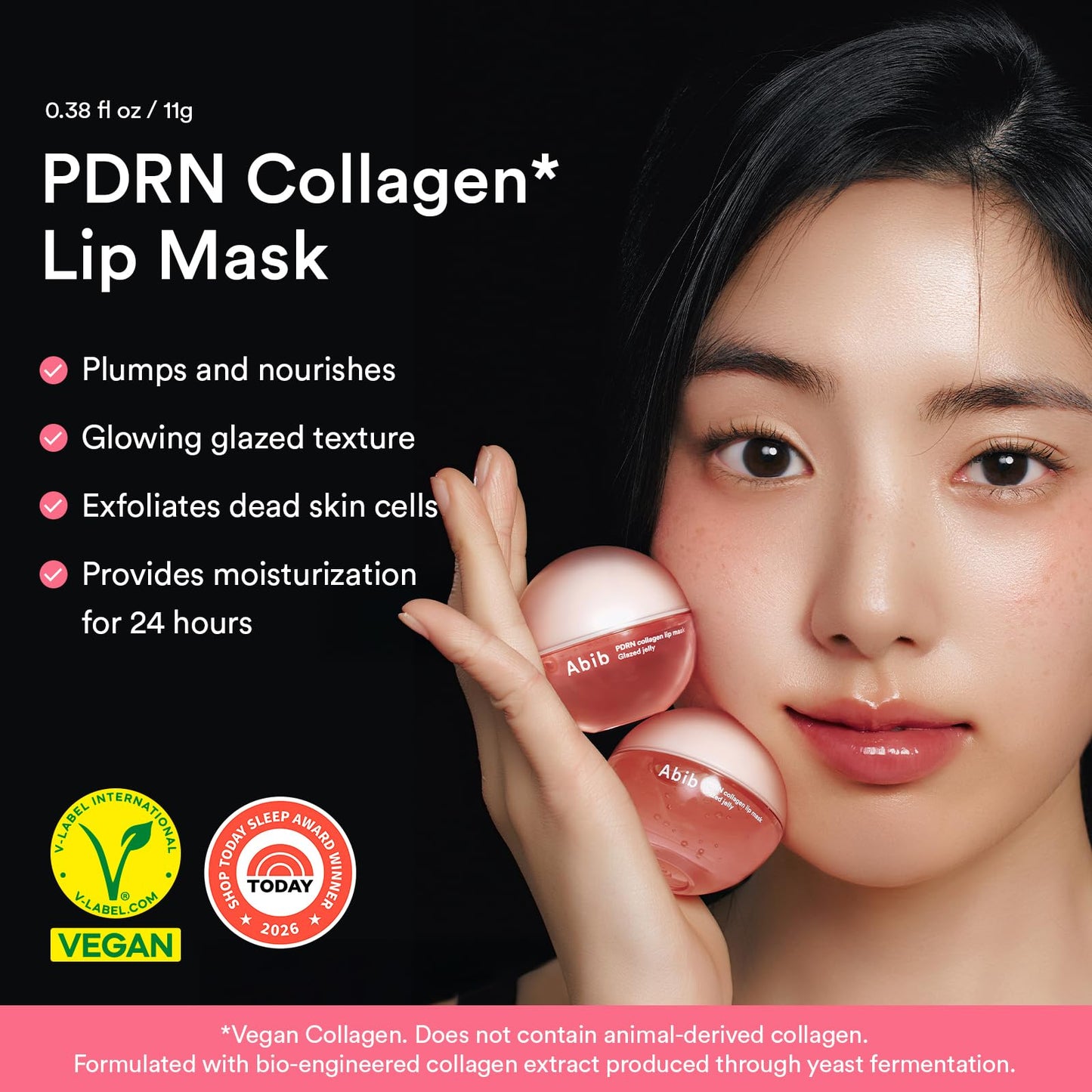Abib PDRN Vegan Collagen Lip Mask Glazed Jelly 0.38 fl oz - Korean Lip Butter Balm Overnight Sleeping Mask Hydrating Care Moisturizer Treatment Beauty and Personal Care Abib