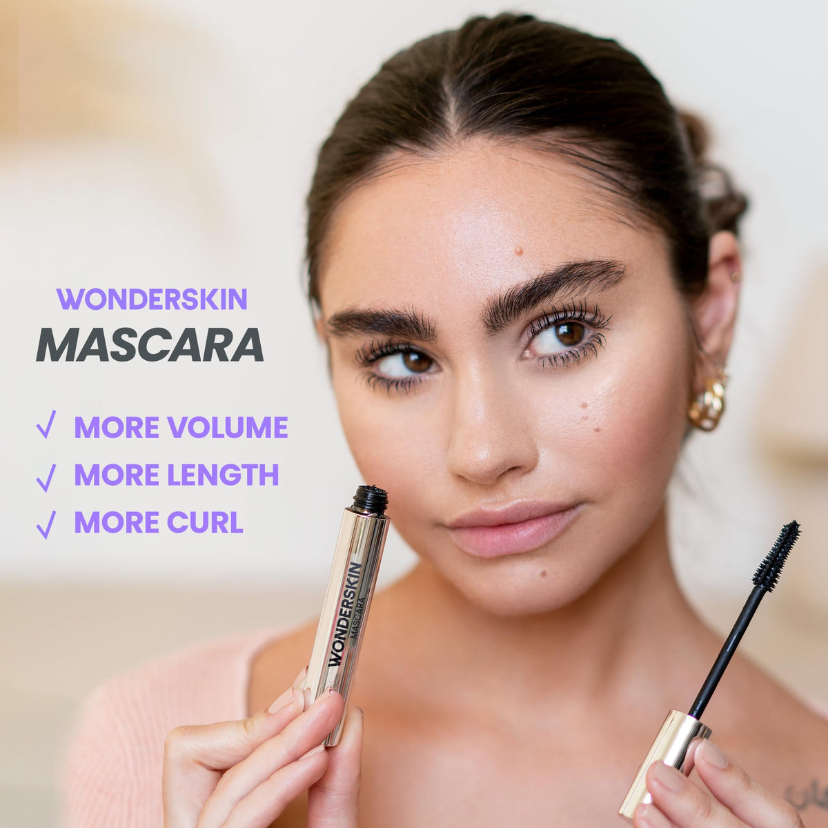 Wonderskin Mascara - Black Mascara for Volume, Length, and Curl - Lengthening, Volumizing & Smudge Proof Lash Makeup Beauty & Personal Care Wonderskin