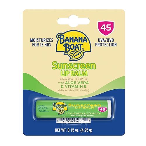 Banana Boat SPF Lip Balm with Aloe Vera & Vitamin E, 0.15oz | Beach Essentials, Moisturizing Lip Sunscreen SPF 45, Travel Sunscreen for Lips, 0.15oz Beauty & Personal Care Banana Boat