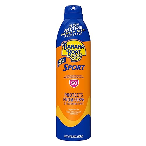 Banana Boat Sport Ultra SPF 50 Sunscreen Spray, 9.5oz, Banana Boat Sunscreen Spray SPF 50, Oxybenzone Free Sunscreen, Spray On Sunscreen, Water Beauty & Personal Care Banana Boat