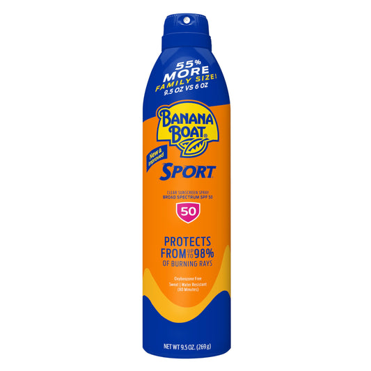 Banana Boat Sport Ultra SPF 50 Sunscreen Spray, 9.5oz, Banana Boat Sunscreen Spray SPF 50, Oxybenzone Free Sunscreen, Spray On Sunscreen, Water Beauty & Personal Care Banana Boat