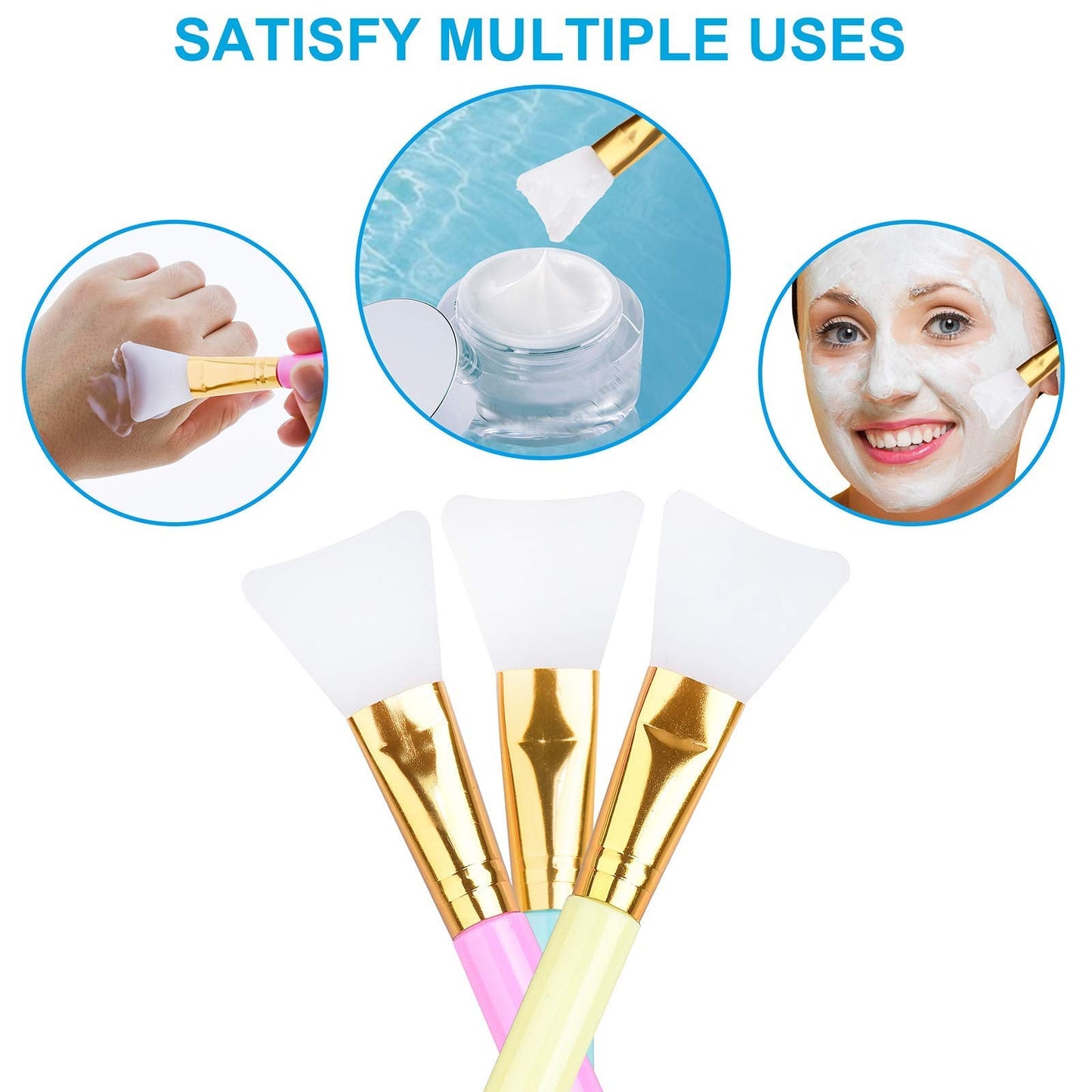 3 PCS Premium Silicone Face Mask Brush, AULLUA Mask Beauty Tool, Soft Silicone Facial Mud Mask Applicator Brush, Hairless Moisturizers, Body Lotion Beauty & Personal Care AULLUA