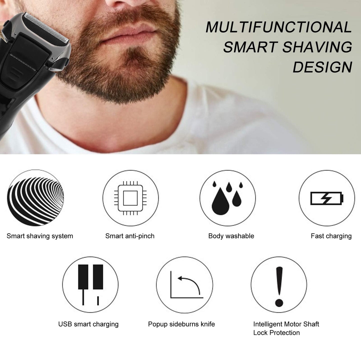 Cordless USB Charging Men Electric Shaver, Portable Beard Trimmer for Home Daily Use or Salon Beauty and Personal Care YUYTE