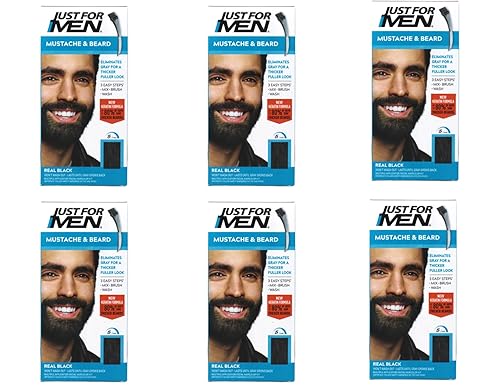 JUST FOR MEN Color Gel Mustache & Beard M-55 Real Black 1 Each (Pack of 6) Beauty & Personal Care Just for Men