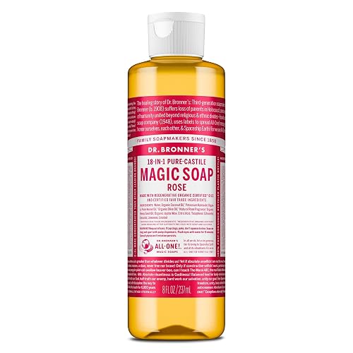 Dr. Bronner's - Pure-Castile Liquid Soap (Rose, 8 ounce) - Made with Organic Oils, 18-in-1 Uses: Face, Body, Hair, Laundry, Pets and Dishes Beauty & Personal Care Dr. Bronner's