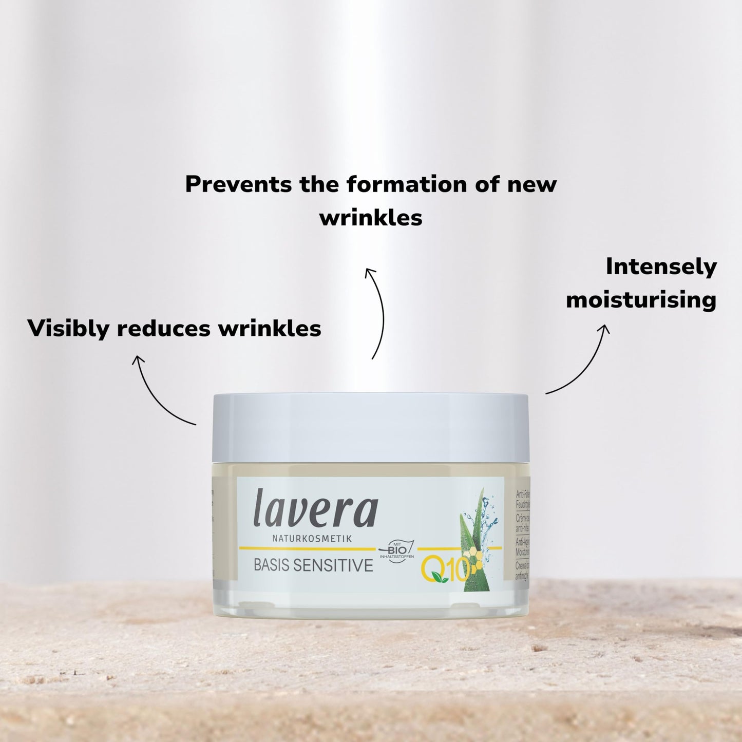 lavera Basis Sensitive Anti Wrinkle Moisturizing Cream - Face Cream with Q10 & Aloe Vera - Moisturizing Facial Cream - Anti Aging Cream - PETA Beauty & Personal Care lavera