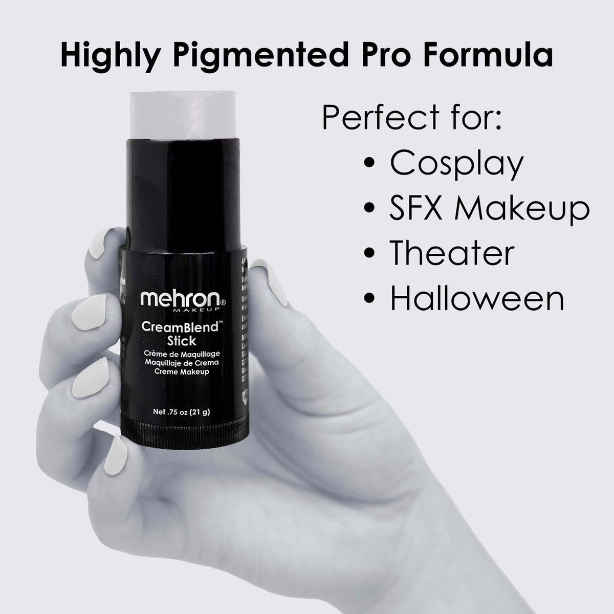 Mehron Makeup CreamBlend Stick - LIGHT GREY, Cream Face Paint