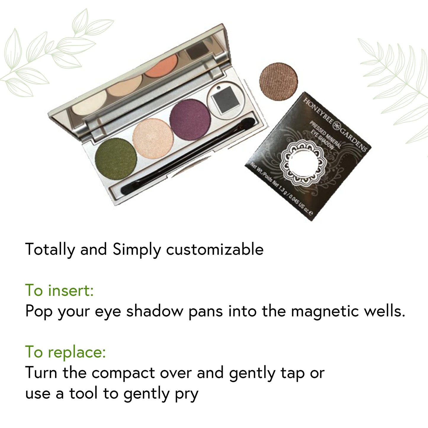 Honeybee Gardens Refillable Pressed Eye Shadow Quad Compact, Holds Up To Four Eye Shadow Colors, Fits 26mm or Smaller Pan, Customizable Travel Eye Beauty & Personal Care Honeybee Gardens