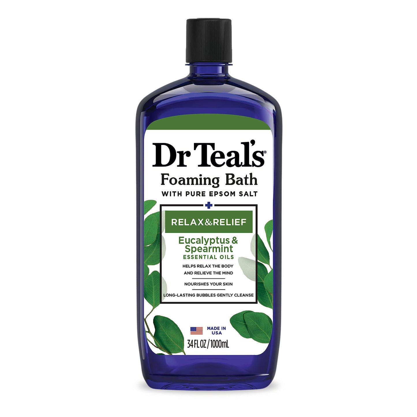 Dr Teal's Foaming Bath with Pure Epsom Salt, Relax & Relief with Eucalyptus & Spearmint, 34 fl oz Beauty and Personal Care Dr Teal's