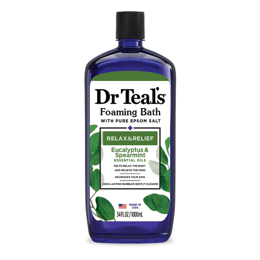 Dr Teal's Foaming Bath with Pure Epsom Salt, Relax & Relief with Eucalyptus & Spearmint, 34 fl oz Beauty and Personal Care Dr Teal's