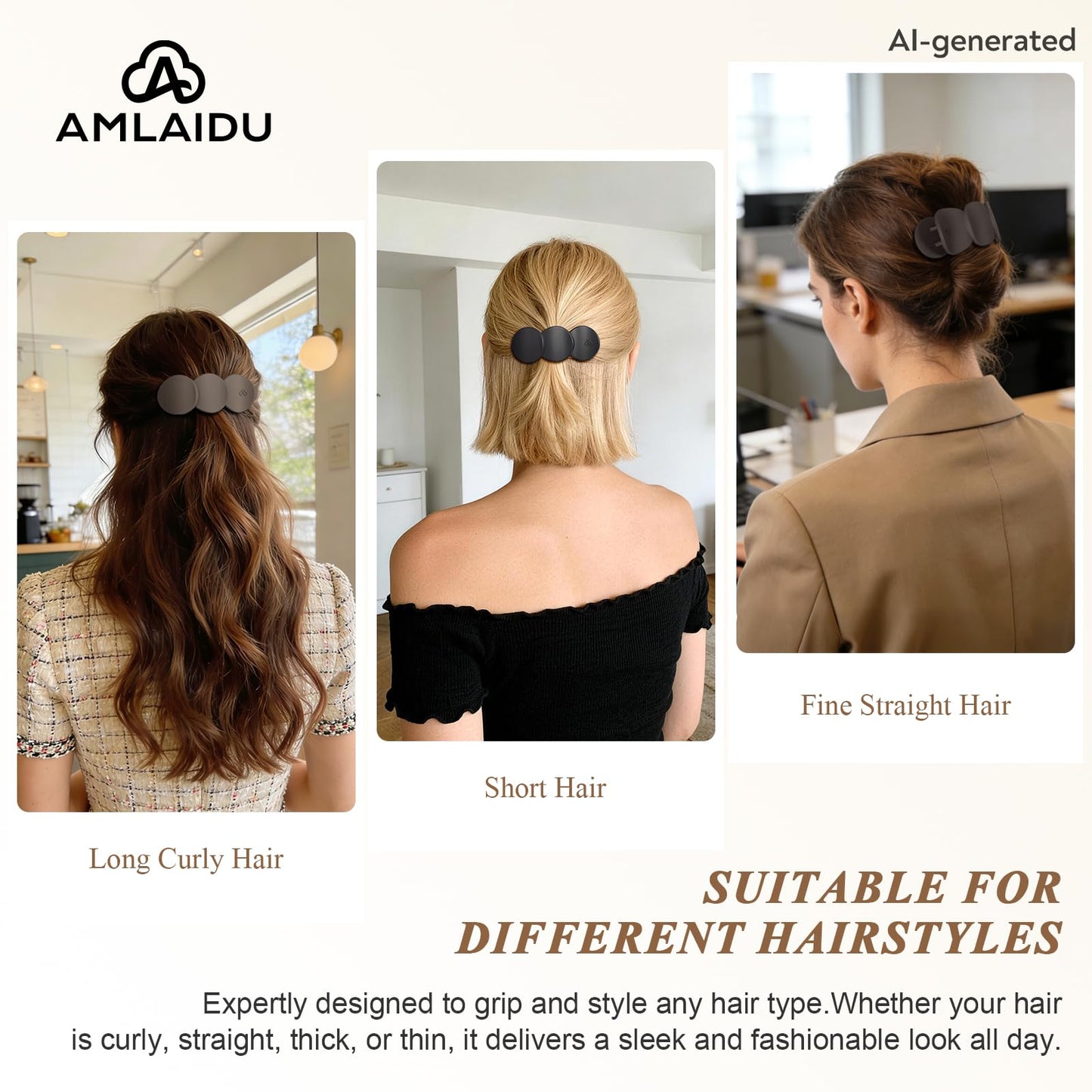 Amlaidu Medium Flat Hair Clips for Women, French Claw Clips Strong Hold for Thick & Thin Hair, Duckbill Hair Clips Non Slip for Driving Yoga - Beige Beauty and Personal Care Amlaidu
