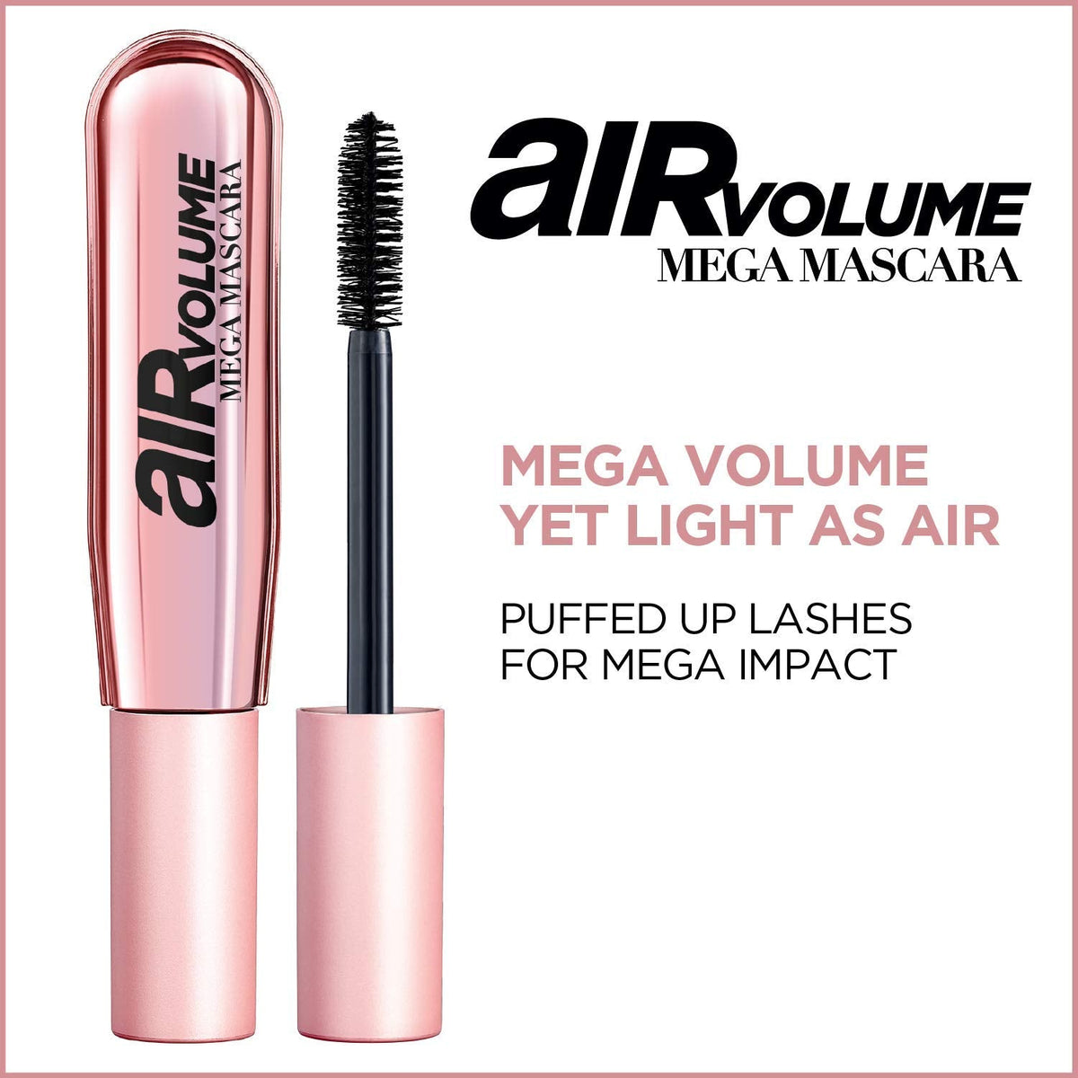 L'Oreal Paris Makeup Air Volume Mega Mascara, Lightweight & Long-lasting Volumizing Mascara for Voluminous Eyelashes, Washable Blackest Black, 0.3 Fl Beauty & Personal Care L'Oreal Paris