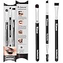 Eyebrow Brush - Duo Eye Brow Spoolie - Angled Eyeshadow Eyeliner - Precision Flat Definer - Small Shader - 3 Piece Makeup Brush Set - Cruelty Free Beauty & Personal Care Lamora