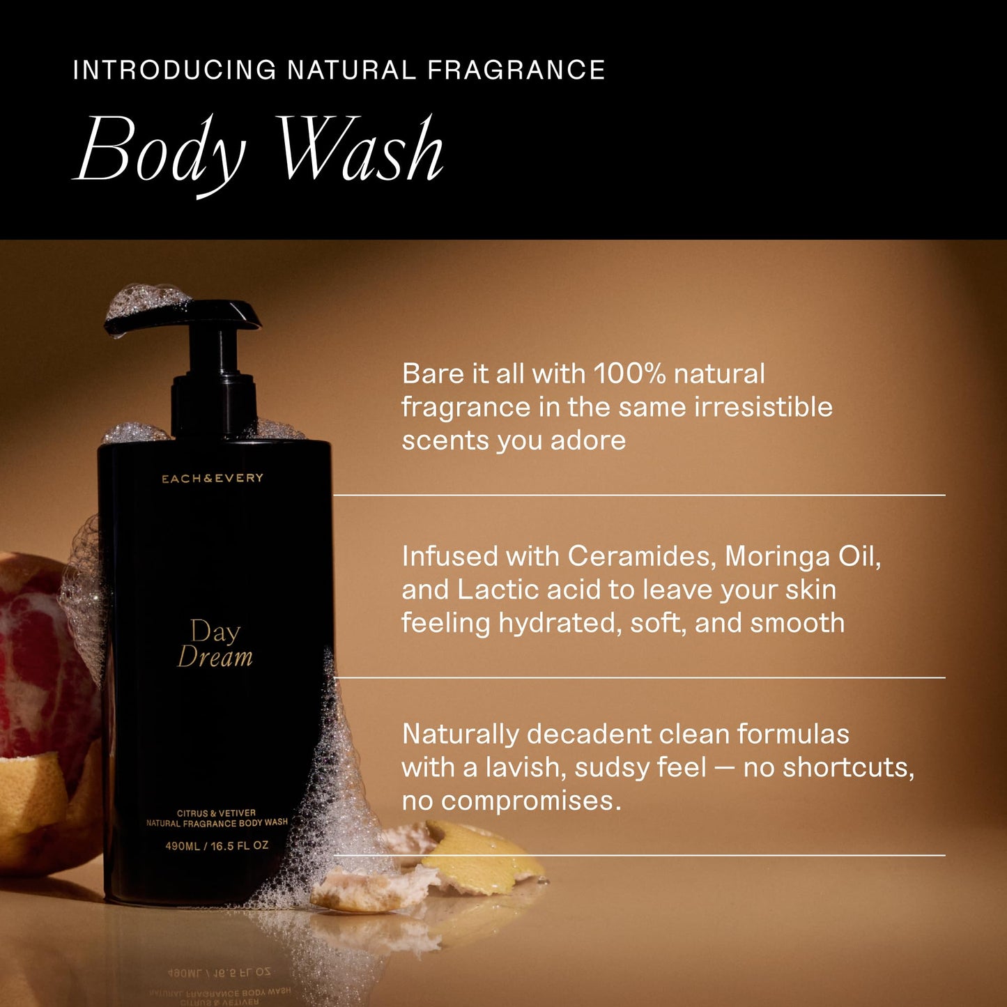 Each & Every Body Wash for Women and Men - Skin Feels Hydrated, Smooth & Soft - Ceramides, Lactic Acid AHA & Moringa Oil - 100% Natural Fragrance Beauty & Personal Care Each & Every