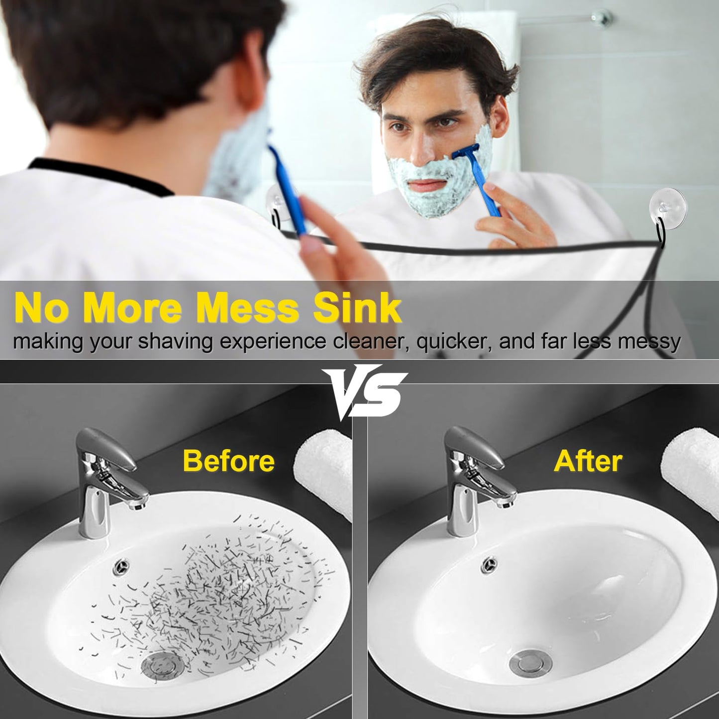 Beard Bib Beard Apron, Beard Hair Catcher for Men Shaving & Trimming Non-Stick Waterproof Beard Cape Grooming Cloth with 3 Suction Cups Birthday Gifts Beauty and Personal Care Leaflai