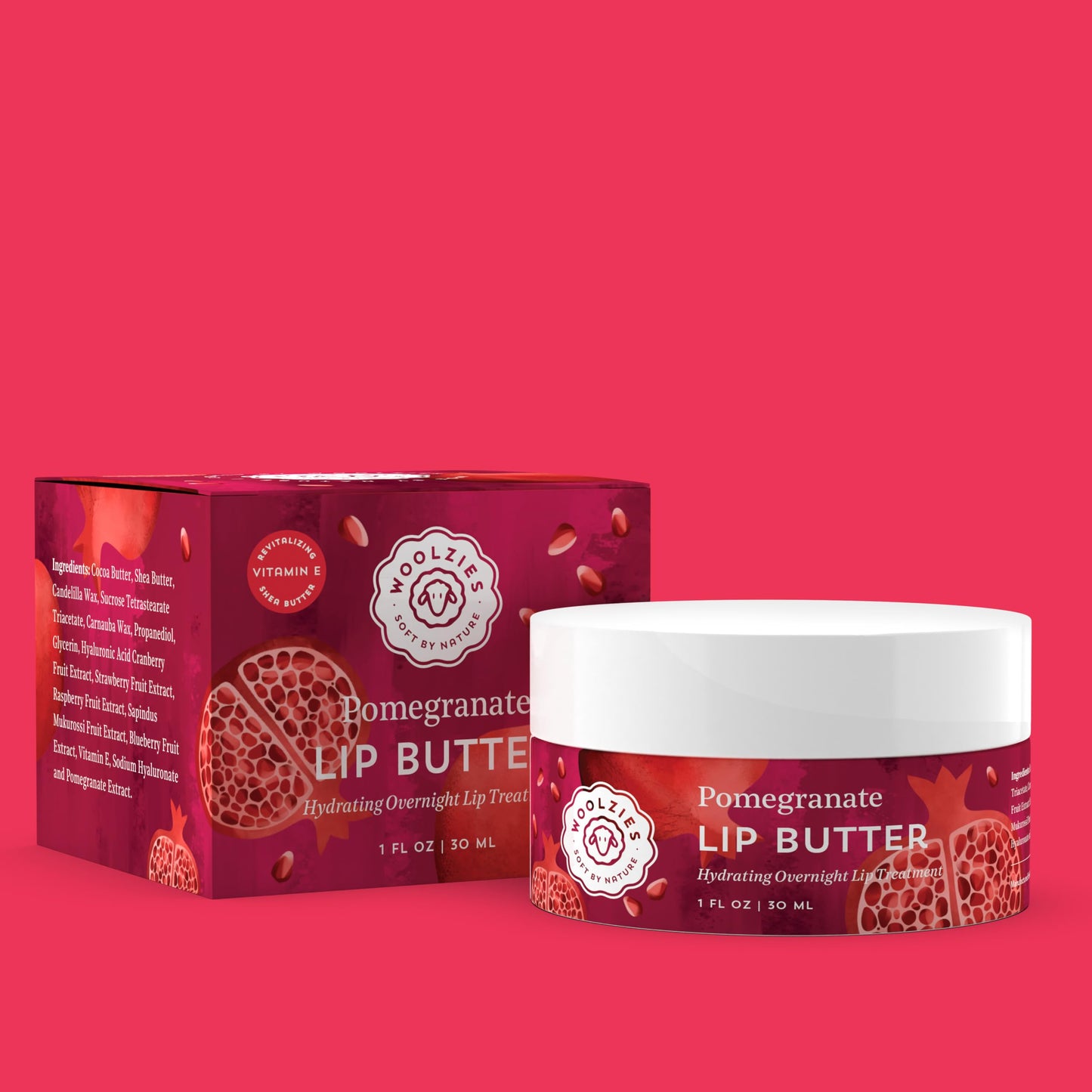 Hydrating Lip Mask with Hyaluronic Acid - Overnight Treatment for Soft, Smooth Lips - Shea Butter, Vitamin E & Natural Oils - 1 oz Jar (1 Ounce Beauty and Personal Care Woolzies