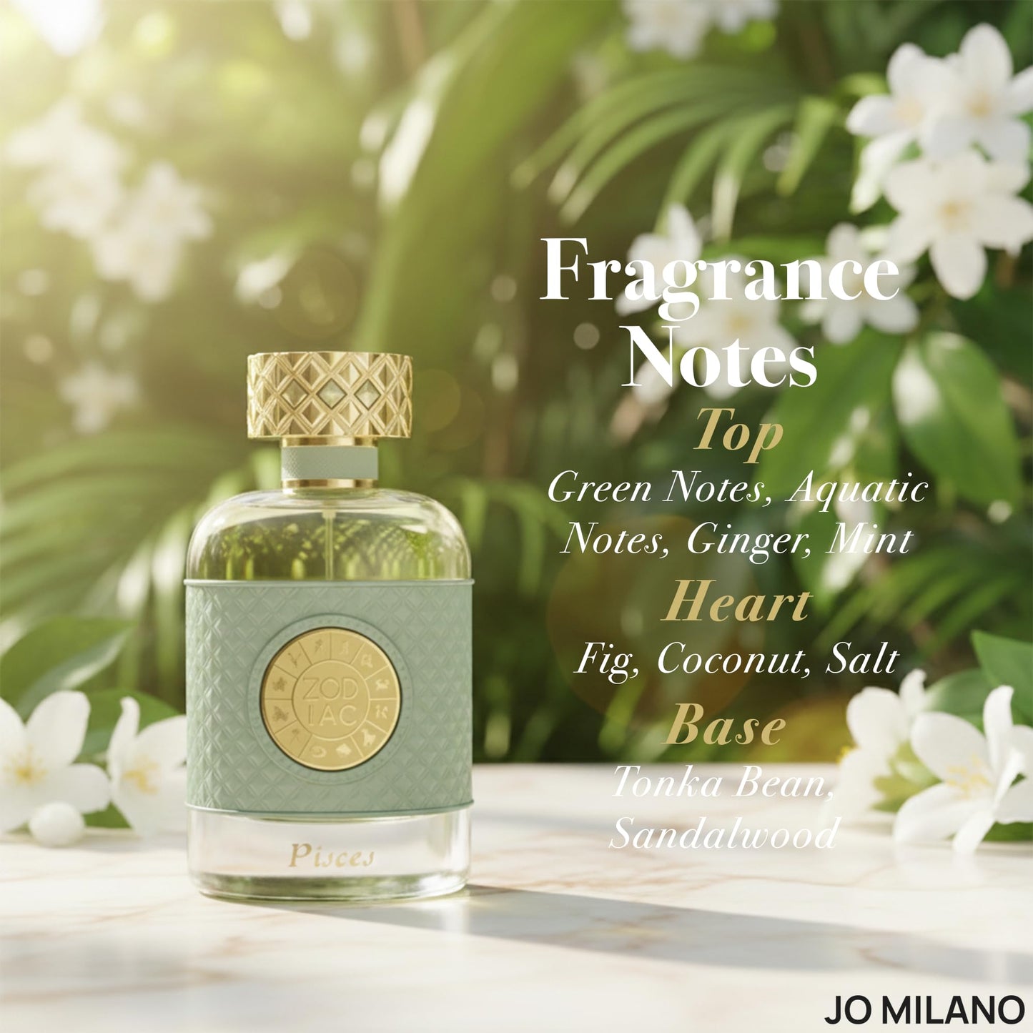 Jo Milano Zodiac Pisces Eau De Parfum Spray | 3.4 oz (100ml) | Sweet, Coconut, Vanilla, Oud, Warm, Mint Scent | Long Lasting Fragrance for Women Beauty & Personal Care Jo Milano