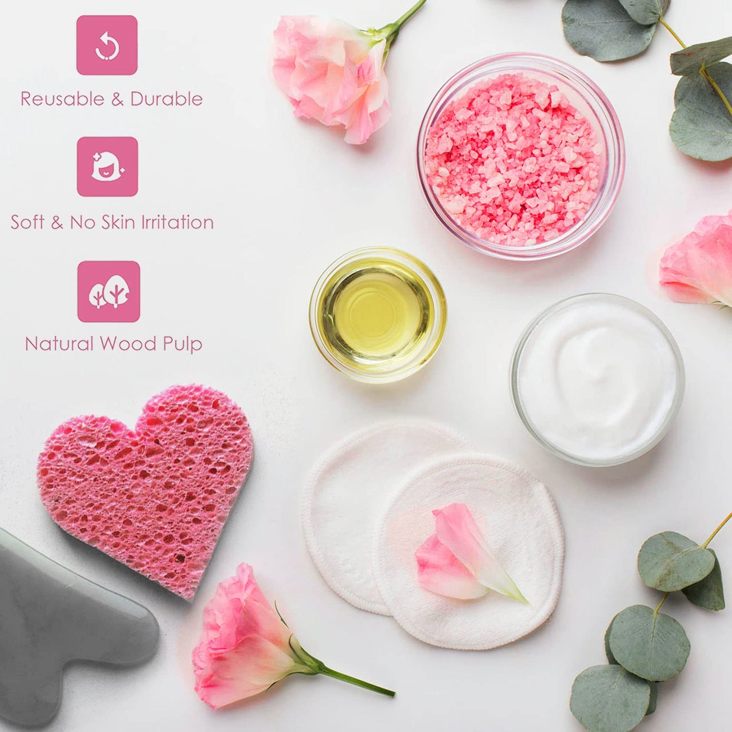 60-Count Compressed Facial Sponges | Makeup Remover Sponge | 100% Natural Cosmetic Spa Sponges for Facial Cleansing | Exfoliating Mask | Face Scrubber Beauty & Personal Care GreenBoll