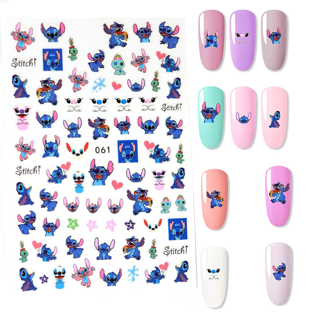 Cute Nail Stickers Kawaii Cartoon Nail Stikers Self-Adhesive Nail Decals for Women Girls Kids Nail Art Stickers (75+Decals) Beauty & Personal Care Emifunny