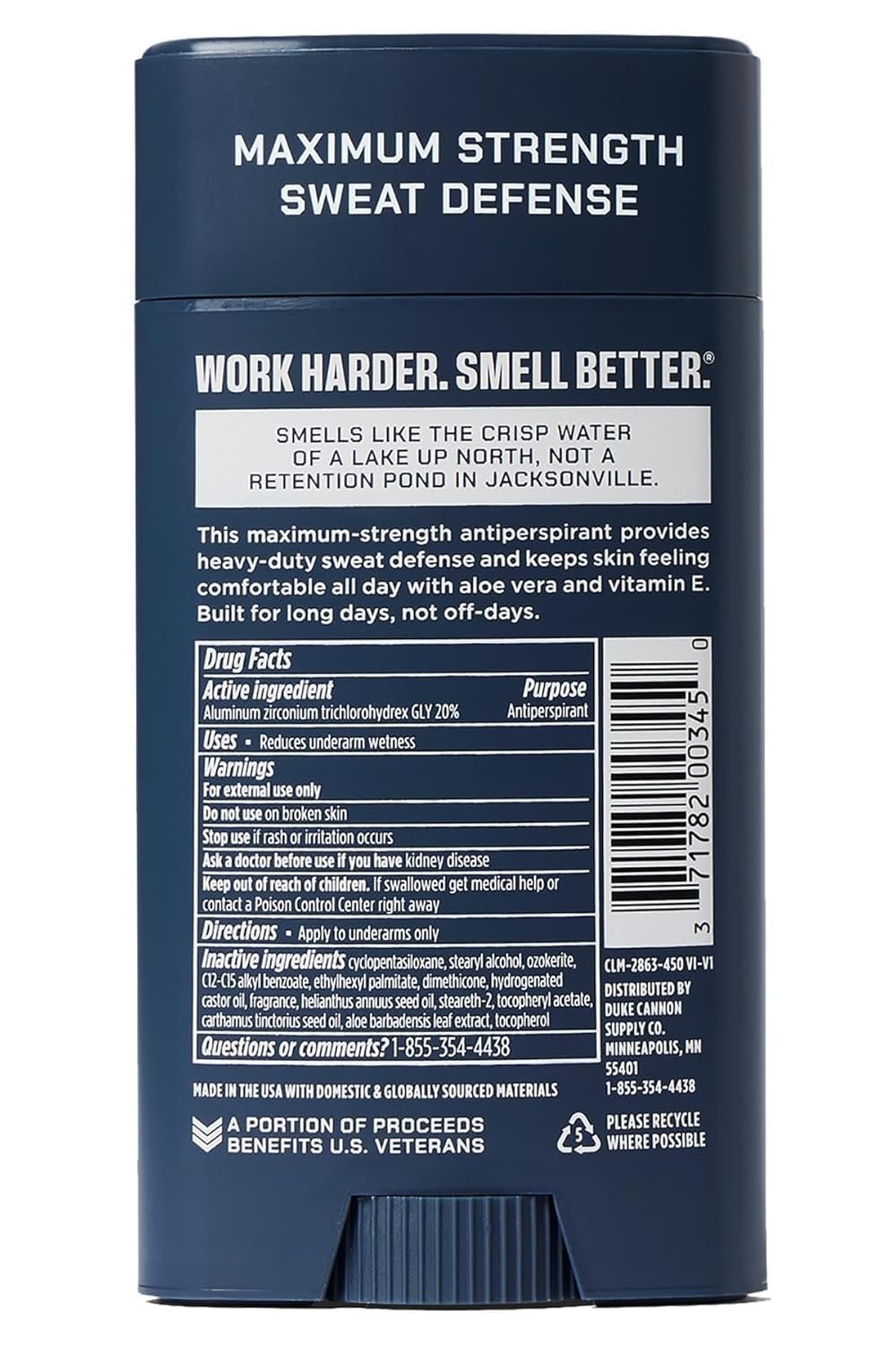 Duke Cannon Midnight Swim Antiperspirant Deodorant for Men - Trench Warfare® - Sandalwood + Lavender Scent - Aluminum-Based Sweat Protection - 3 oz Beauty and Personal Care Duke Cannon Supply Co.