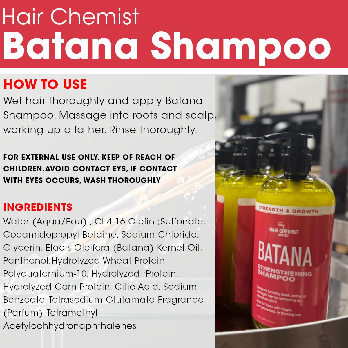 Hair Chemist Batana Strengthening Shampoo & Conditioner 33.8 oz. (2-PC SET) - Batana Shampoo and Conditioner for Hair Growth, Thickening and Strength Beauty & Personal Care Hair Chemist