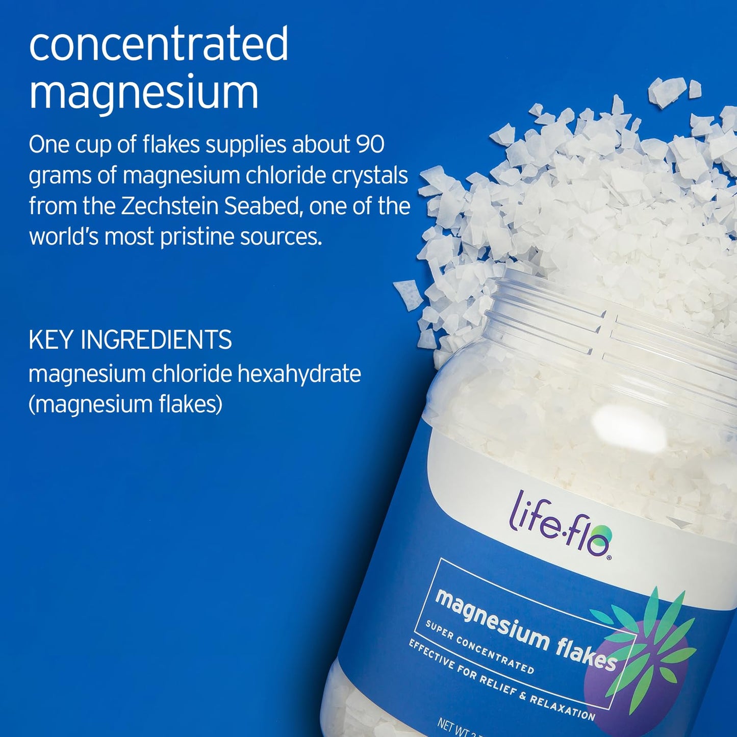 LIFE-FLO Magnesium Bath Flakes - Unscented Magnesium Flakes with Ancient Trace Minerals from the Zechstein Seabed - Epsom Salt Bath Soak Alternative Beauty and Personal Care LIFE-FLO
