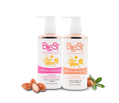 BLEST PROFESSIONAL HAIR CARE Biotin + Argan Oil Shampoo and Conditioner Set - Hair Growth Shampoo for Stronger, Thicker Hair - Organic Shampoo Beauty & Personal Care BLEST PROFESSIONAL HAIR CARE