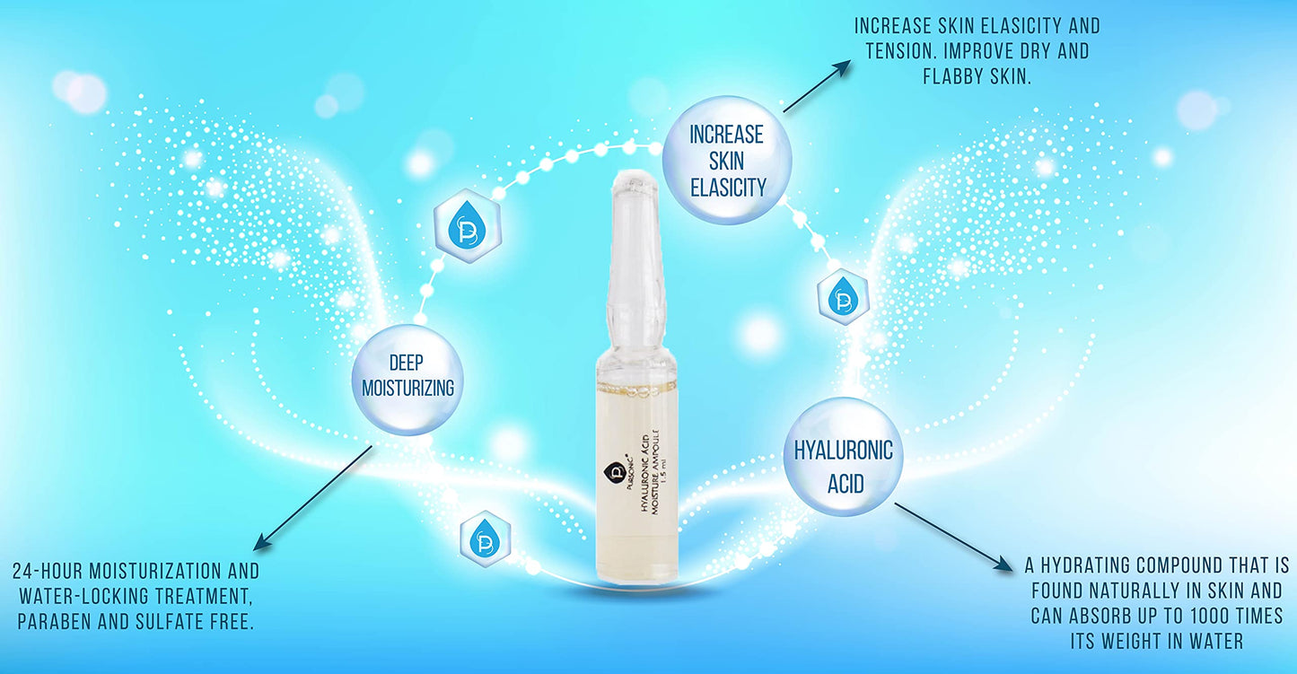 100% Hyaluronic Acid And Natural Moisturizing Serum Ampoule Set,Anti Aging Anti Wrinkle, 7 Day Treatment For All Skin Types Beauty & Personal Care PURSONIC