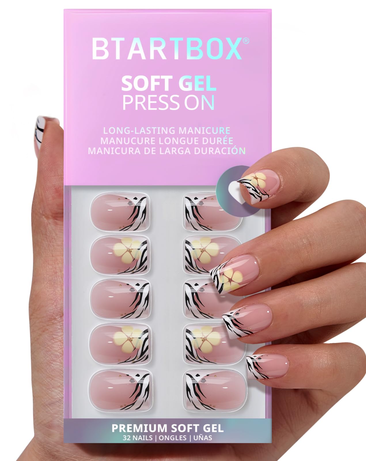 BTArtbox Press On Nails, Shy Metal, Short Almond, Pink Blush, 32Ct Beauty and Personal Care BTArtbox