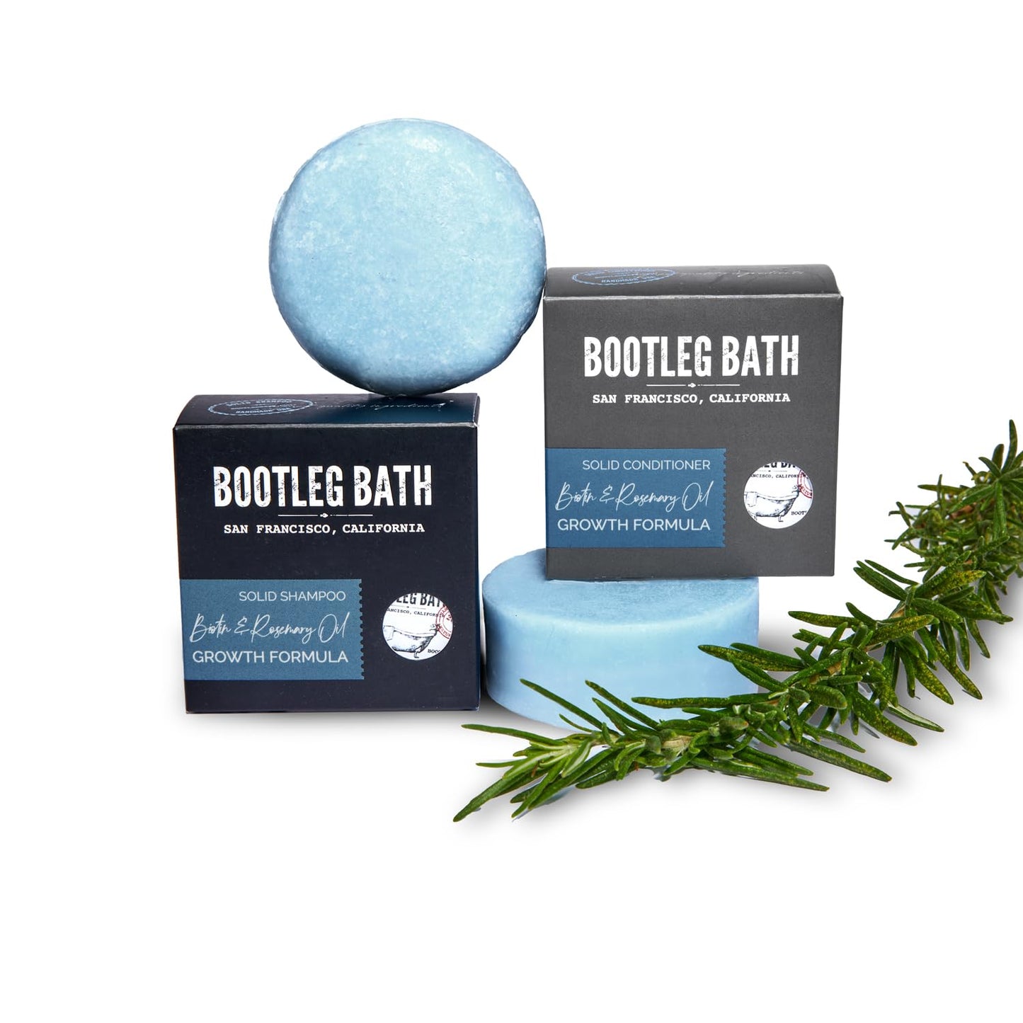 BOOTLEG BATH Growth Formula Shampoo and Conditioner Bar Set with Biotin and Rosemary Essential Oil, Vegan, Sulfate-Free, Phthalate-Free, Paraben-Free Beauty & Personal Care BOOTLEG BATH