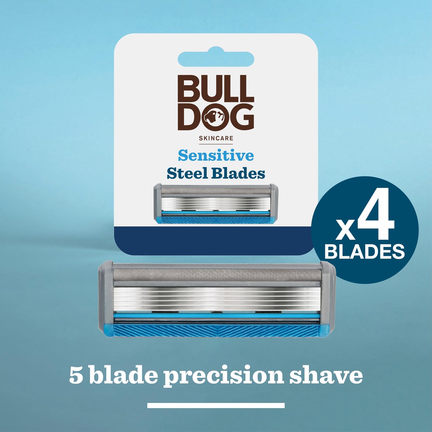 Bulldog Skincare - Sensitive Steel Blades - Men's Razor Blade Refills - Contains 4 Blade Heads Beauty and Personal Care Bulldog Skincare for Men