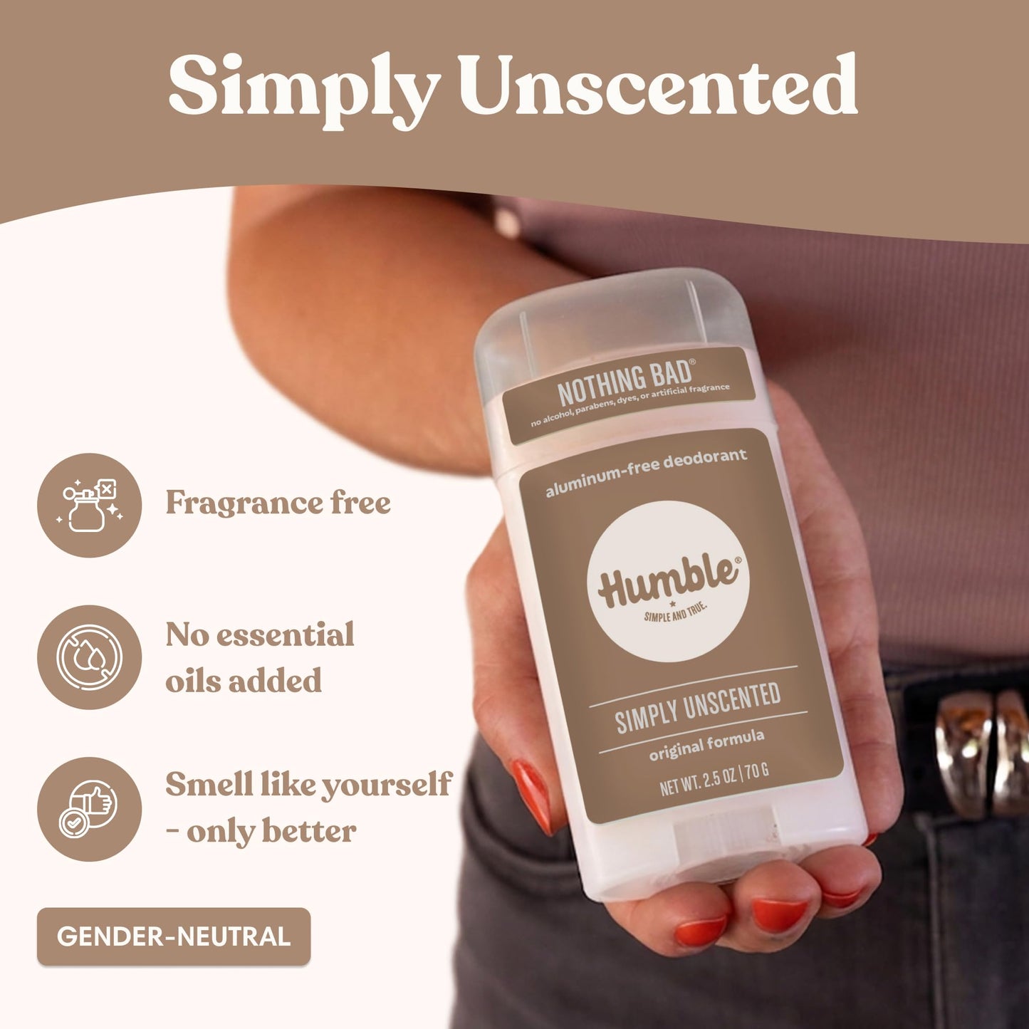 Humble Aluminum-Free Deodorant for Women & Men, Simply Unscented - Clean & Fresh Natural Deodorant Stick with Essential Oils for Long-Lasting Odor Beauty and Personal Care HUMBLE SIMPLE AND TRUE.