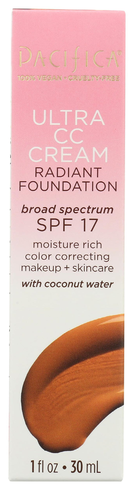 Pacifica Beauty | Ultra CC Cream Radiant Foundation - Warm/Tan | 100% Physical Broad Spectrum SPF 17 | Color Correcting Cream for Radiant Glowing Beauty & Personal Care Pacifica