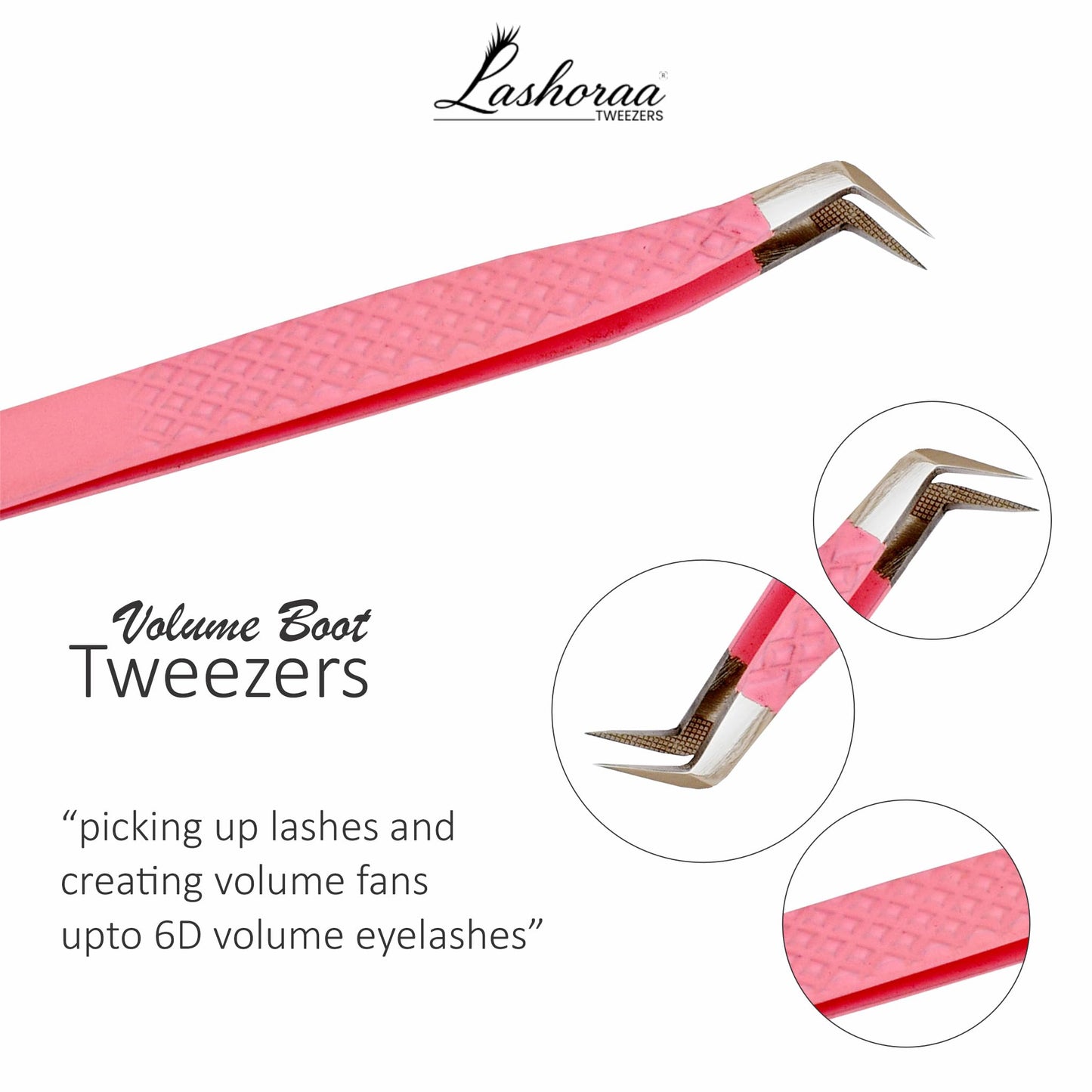 LASHORAA Lash Tweezers Set for Eyelash Extensions - 3 Piece Precision Fiber Tip Diamond Grip, Volume, L-Shape Boot, 90 Degree Tweezers - Includes Beauty and Personal Care LASHORAA