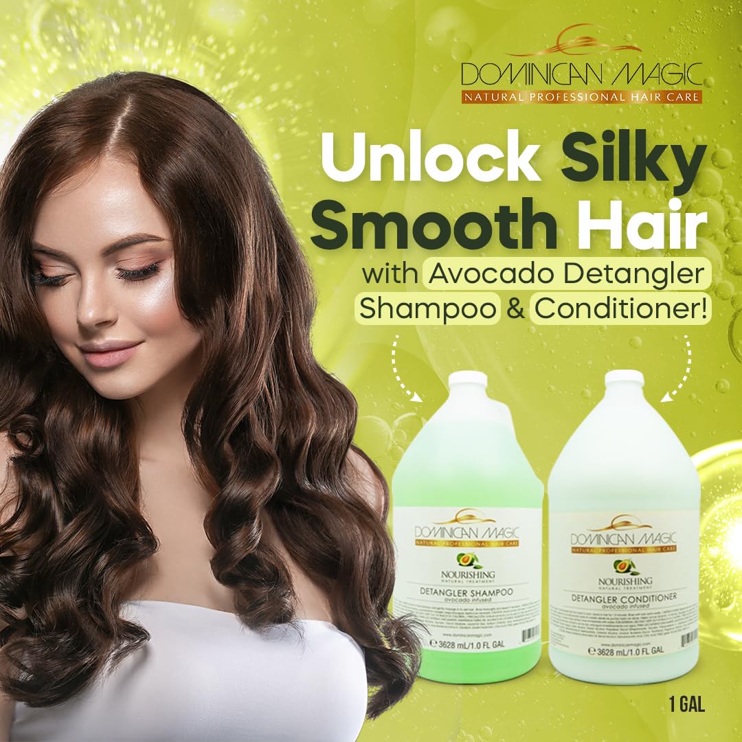 Dominican Magic Avocado Detangler Shampoo & Conditioner - 1-Gallon Duo Set - Deep Moisture & Strength for All Hair Types- Tangle-Free Hair, Salon Beauty & Personal Care DOMINICAN MAGIC