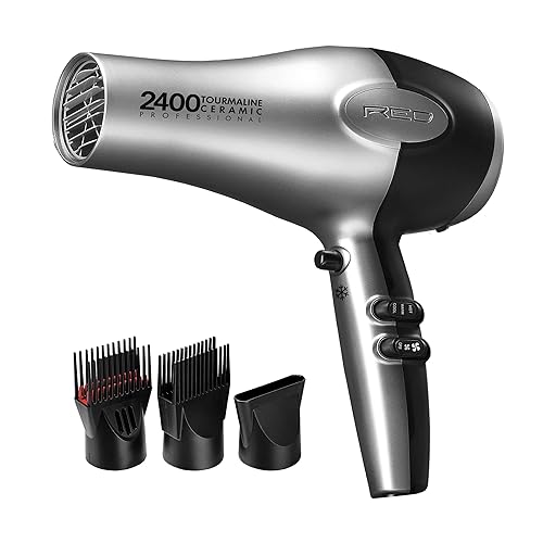 RED by Kiss Hair Dryer 2400 Tourmaline Ceramic Technology, Professional Blow Dryer, Maximum Shine, Fast Drying, Adjustable Settings, 3 Attachments Beauty & Personal Care Red by Kiss