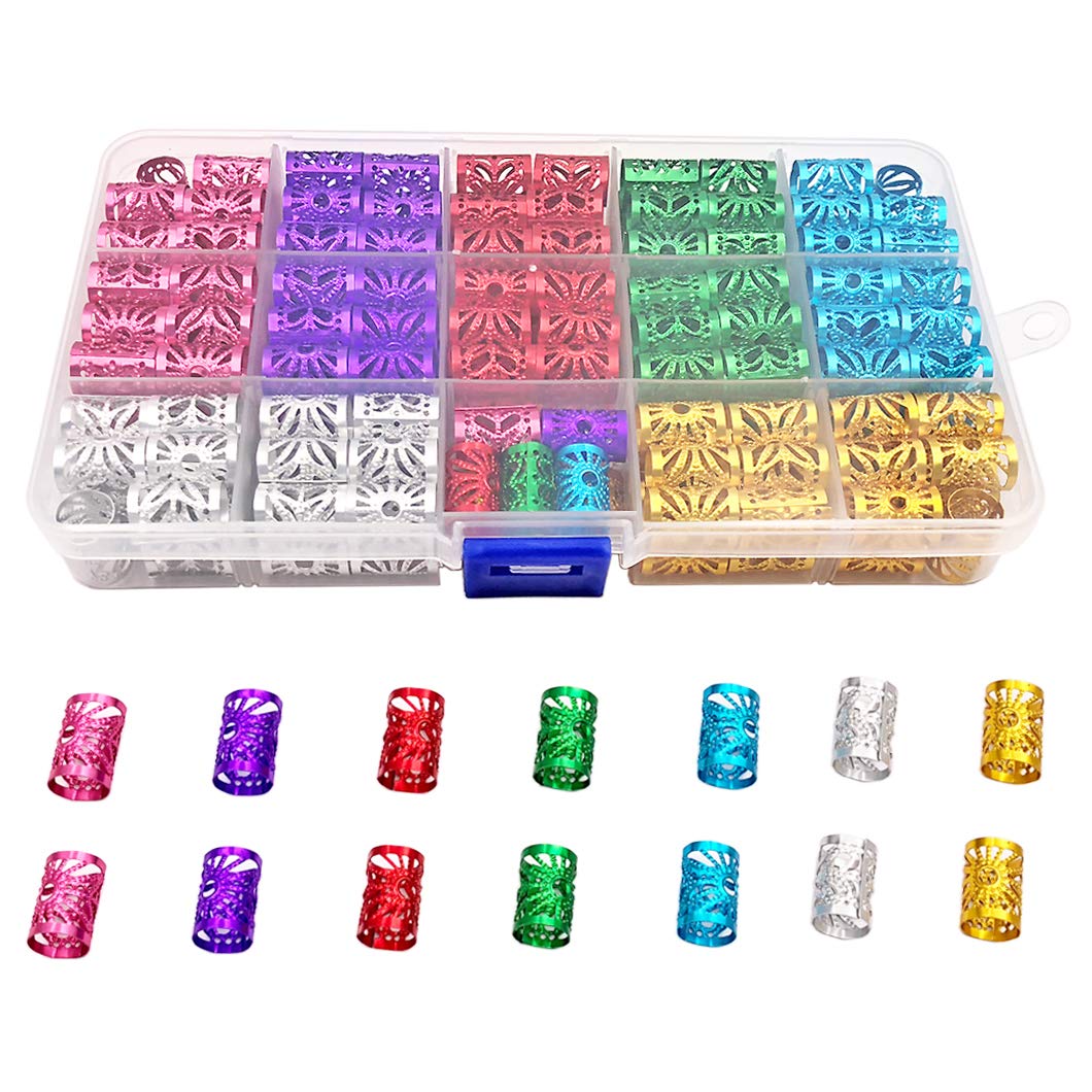 Messen 170 Pieces Dreadlocks Beads Multicolor Aluminum Dread Locks Metal Cuffs Hair Decoration Braiding Hair Jewelry (Not Break Easily) Beauty & Personal Care Messen