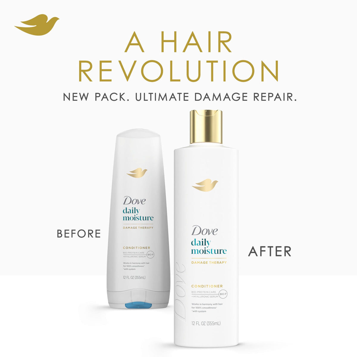 Dove Conditioner Daily Moisture Damage Therapy for Dry Hair with Bio-Protein Care Technology and Hyaluronic Serum 12 Fl Oz Beauty & Personal Care Dove