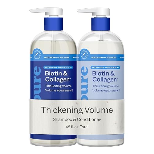 Renpure Biotin & Collagen Shampoo & Conditioner Set, Plant- Based - Nutrient Infused Formulas for Fuller, Thicker Looking Hair - For Fine Hair Beauty & Personal Care RENPURE