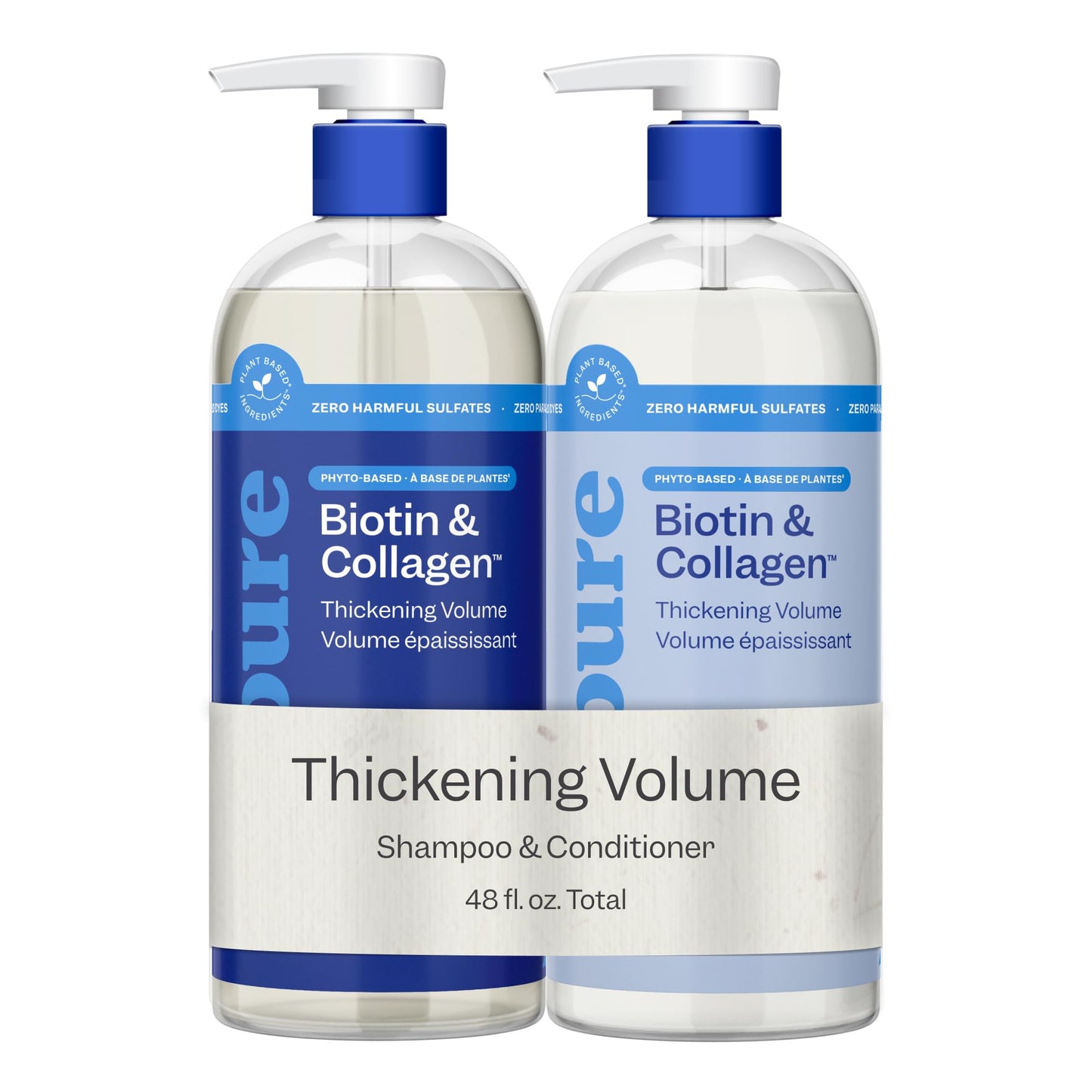 Renpure Biotin & Collagen Shampoo & Conditioner Set, Plant- Based - Nutrient Infused Formulas for Fuller, Thicker Looking Hair - For Fine Hair Beauty & Personal Care RENPURE