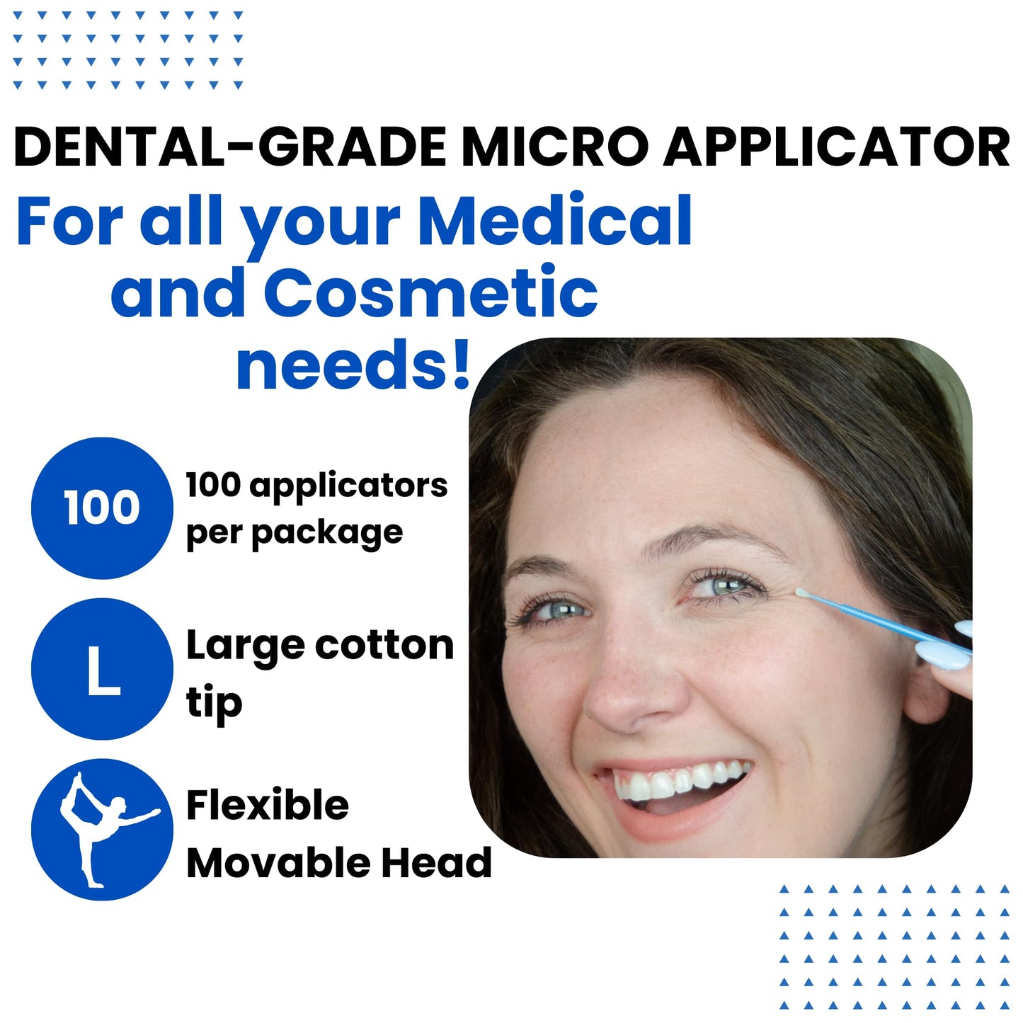 Disposable Micro Applicator Micro Brush for Makeup, Eyelash Extension, Lash and Mascara Application for Personal Care (100 Count (Pack of 1), Blue Beauty & Personal Care Genco Dental