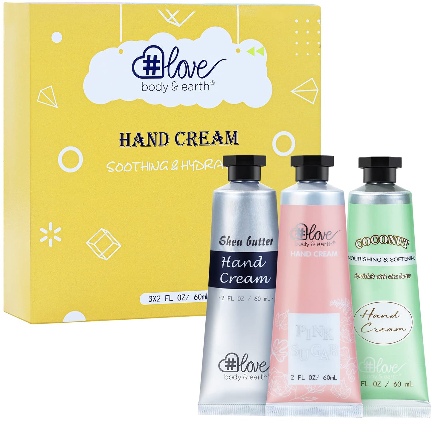 Body & Earth # Love Hand Cream Gift Set, Hand Lotion for Women, Christmas Gifts for Women, Travel Size Hand Lotion Set 3x2.0 oz, Shea Butter Argan Oil Beauty & Personal Care BODY & EARTH # LOVE