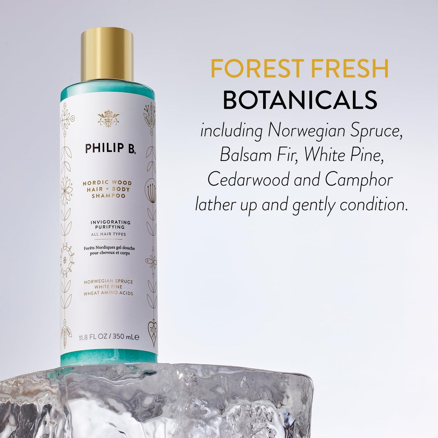 PHILIP B Nordic Wood Hair + Body Shampoo, 11.8 fl. oz. (350 ml) - Lathers Up Luxuriously, Conditions While Leaving You Feeling Cool& Invigorated, Beauty & Personal Care PHILIP B