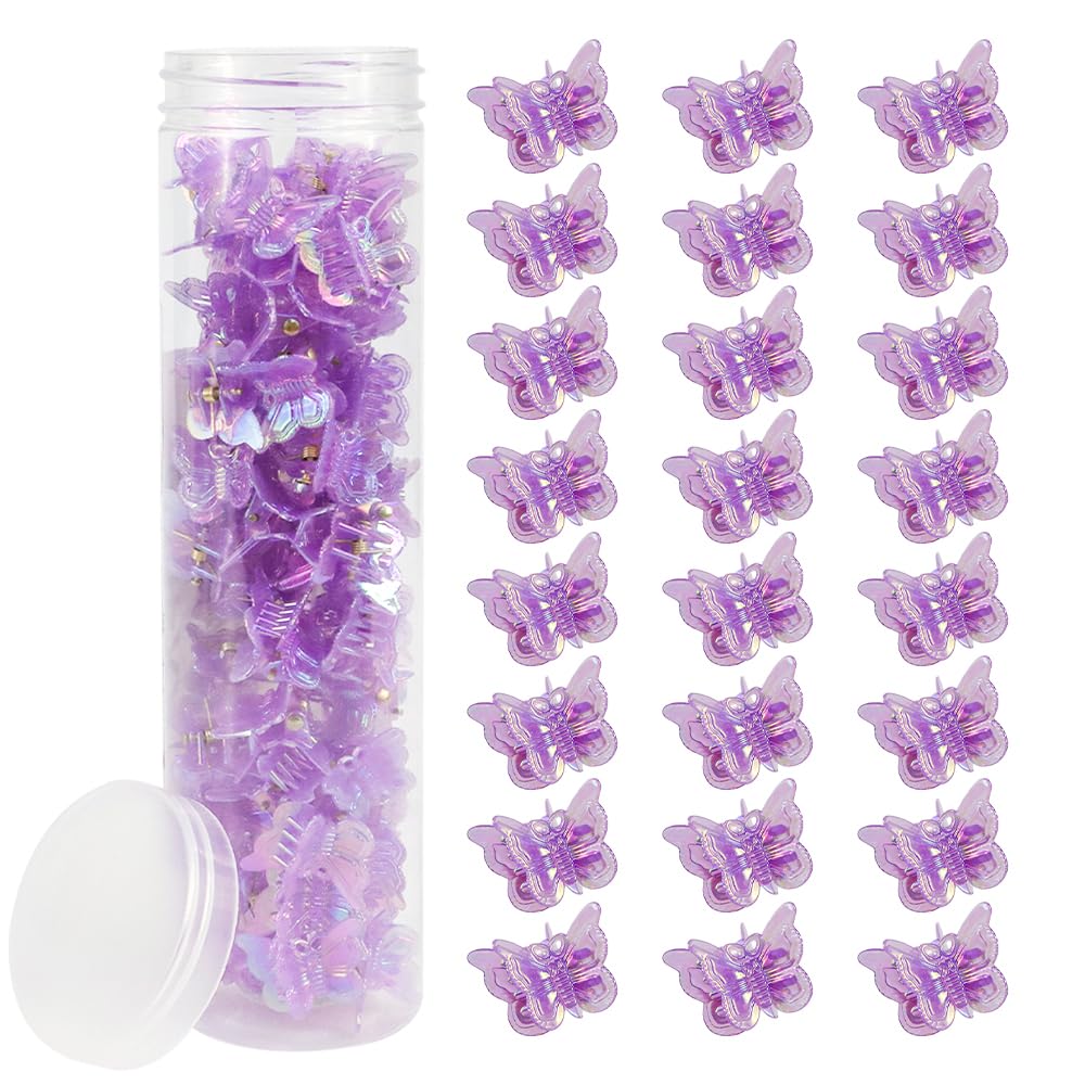Ahoney 60PCS Mini Butterfly Hair Clips for Hair with Box Glitter 90s Y2k Purple Hair Accessories for Girls Women (Purple) Beauty and Personal Care AHONEY Default Title
