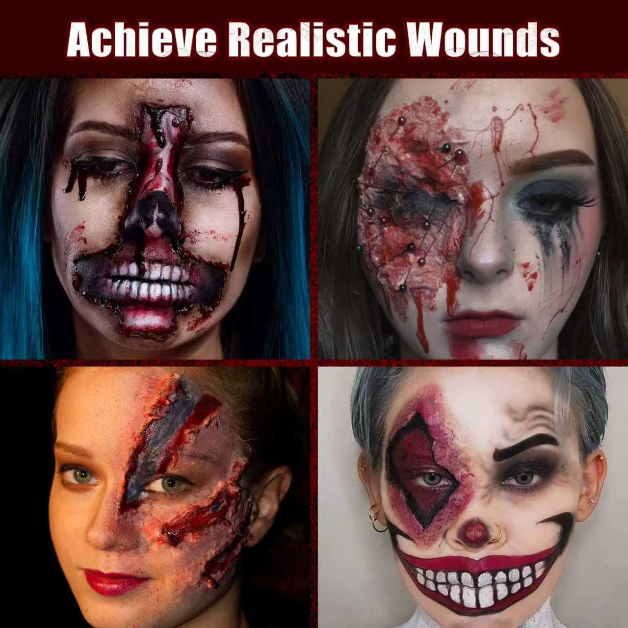 SFX Makeup Kit Scars Wax, Fake Blood Spray, Professional Scar Wax&Blood Effects Set with Coagulated Blood Gel&Spray, Metal Spatula, Sealer & Black Beauty & Personal Care VPCRT6