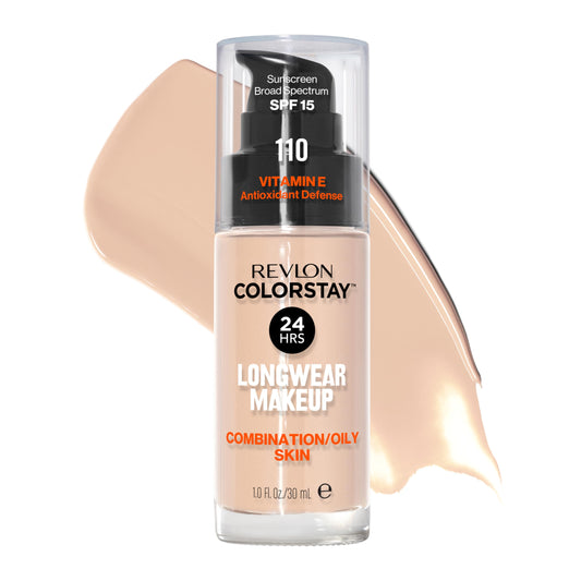 Revlon Liquid Foundation, ColorStay Face Makeup for Combination & Oily Skin, SPF 15, Medium-Full Coverage with Matte Finish, 110 Ivory, 1 Fl Oz Beauty & Personal Care REVLON